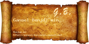 Gansel Benjámin névjegykártya